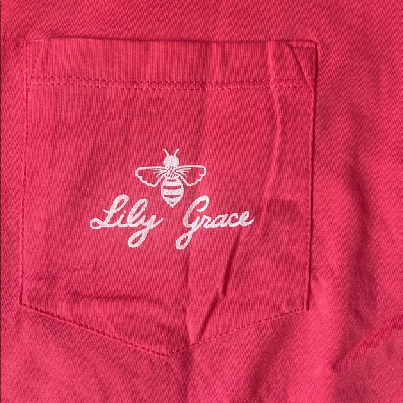 Lily Grace Sunflower & Crescent Moon Coral T-Shirt front chest pocket Nee L & XL - Picture 5 of 15
